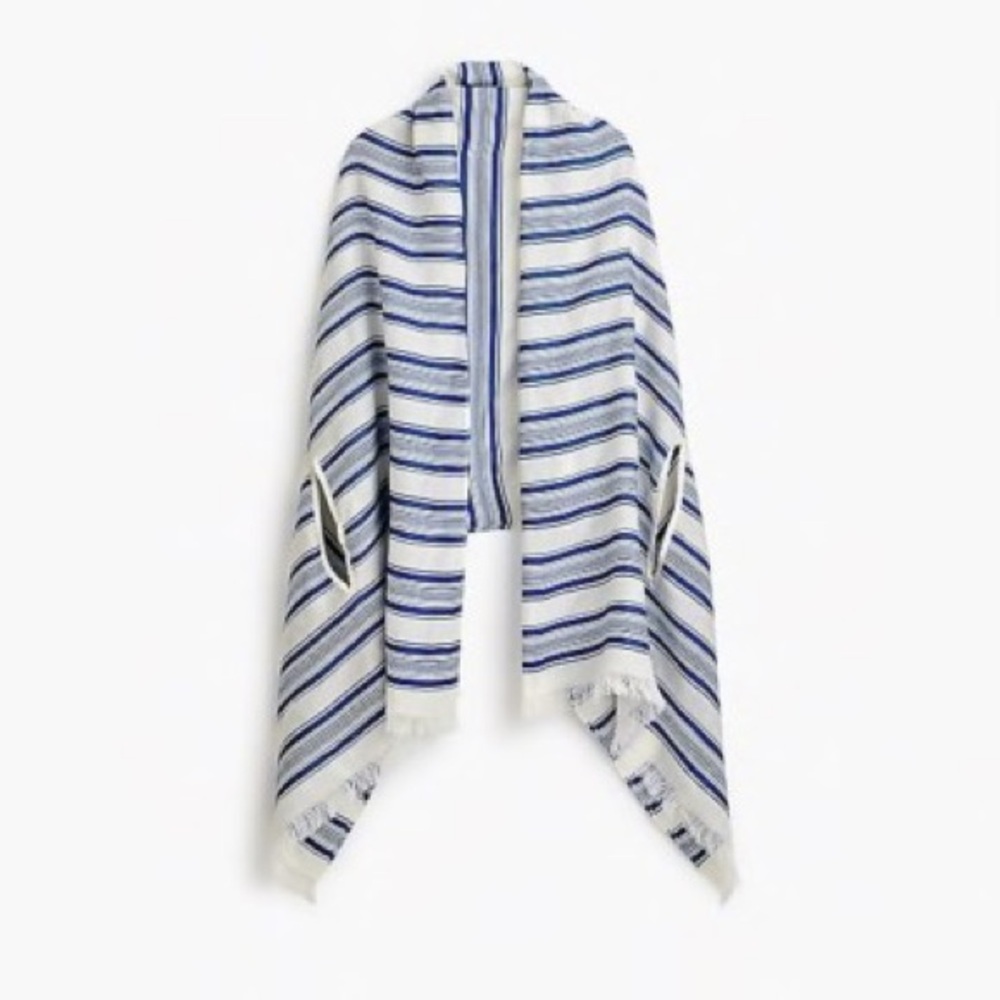 J.Crew Summerweight Cape Scarf Wrap Shawl in Blue Stripe